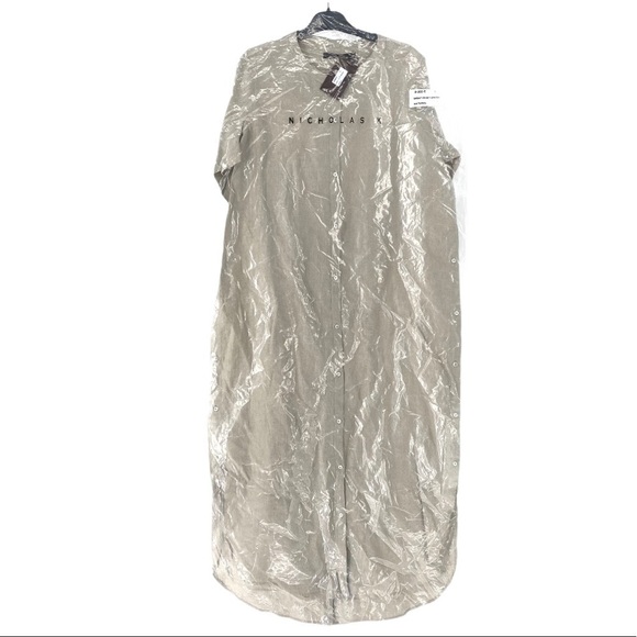 Nicholas K Women's Linen Wrap Shirt Dress Natural - Picture 5 of 12